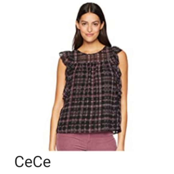 CeCe Ruffle Sleeve Sloan Plaid Blouse - Picture 7 of 7